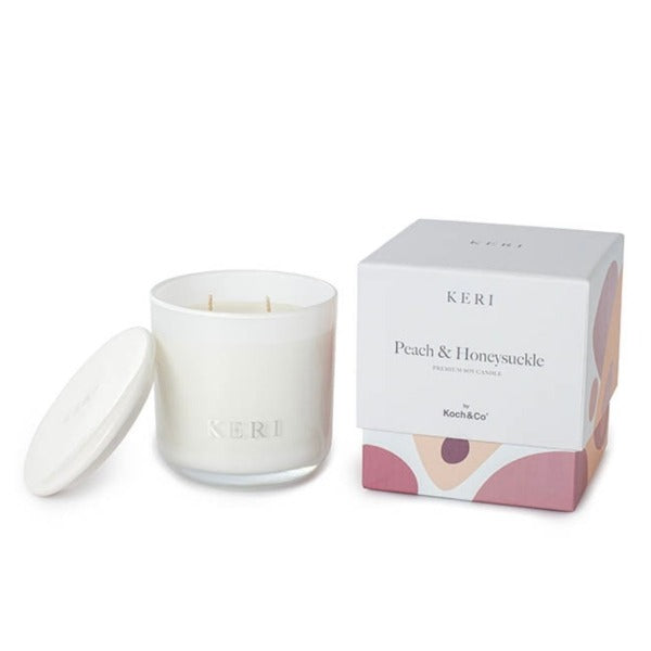 Peach & Honeysuckle Luxury Soy Candle Indulgence 390g