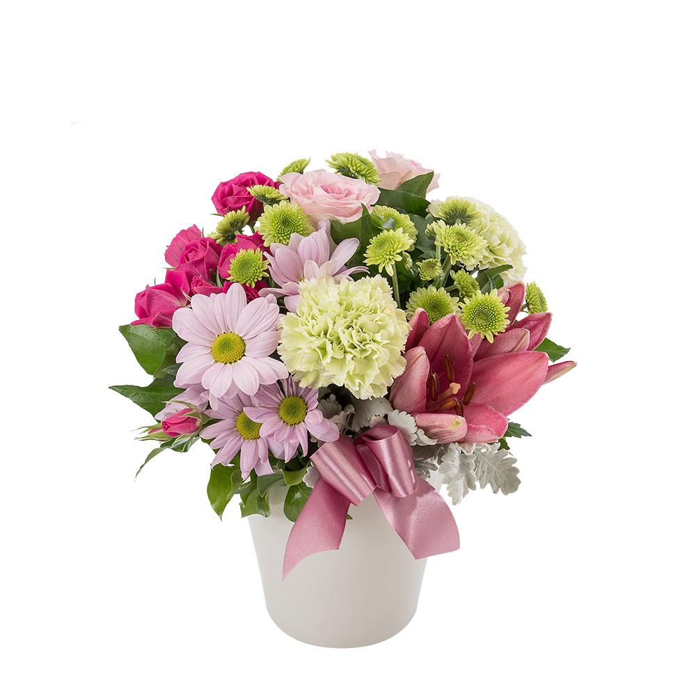 Mixed Arrangement in a Ceramic Vase

Perfect for a new mum, or to wish them well, Sublime is stunningly pretty. Feminine colours and textures feature in this mixed arrangement, presented in a white ceramic vase with ribbon. She will adore this floral gift.

Flowers may vary from the image displayed due to seasonal availability. We'll craft an arrangement which is similar in style using seasonal flowers that is equal or greater in value. 